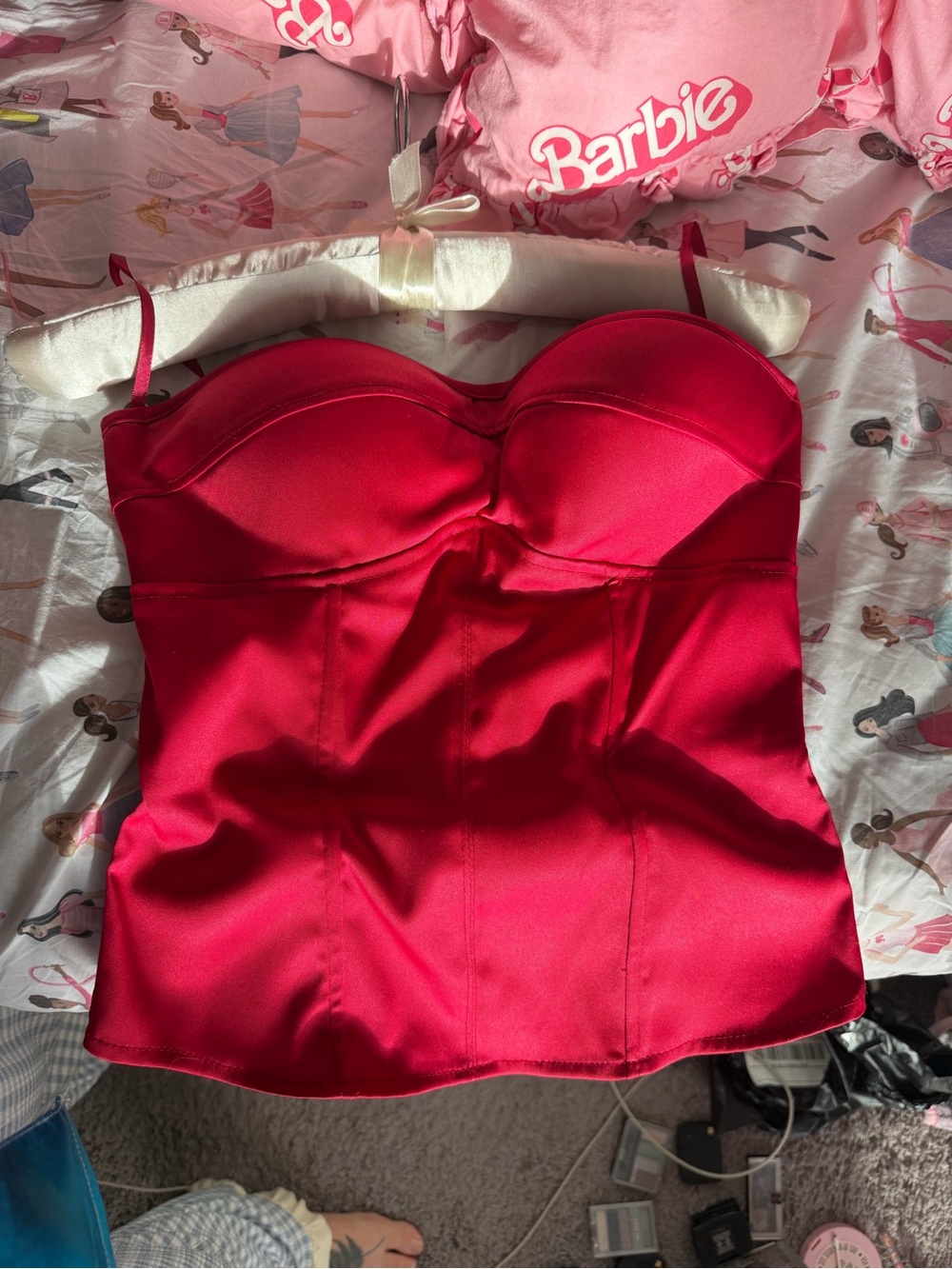Charlotte Russe Hot Pink Satin Bustier Top